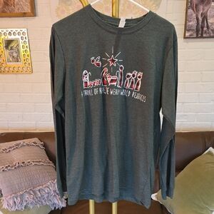 Women's Long Sleeve Graphic Tee - Gray